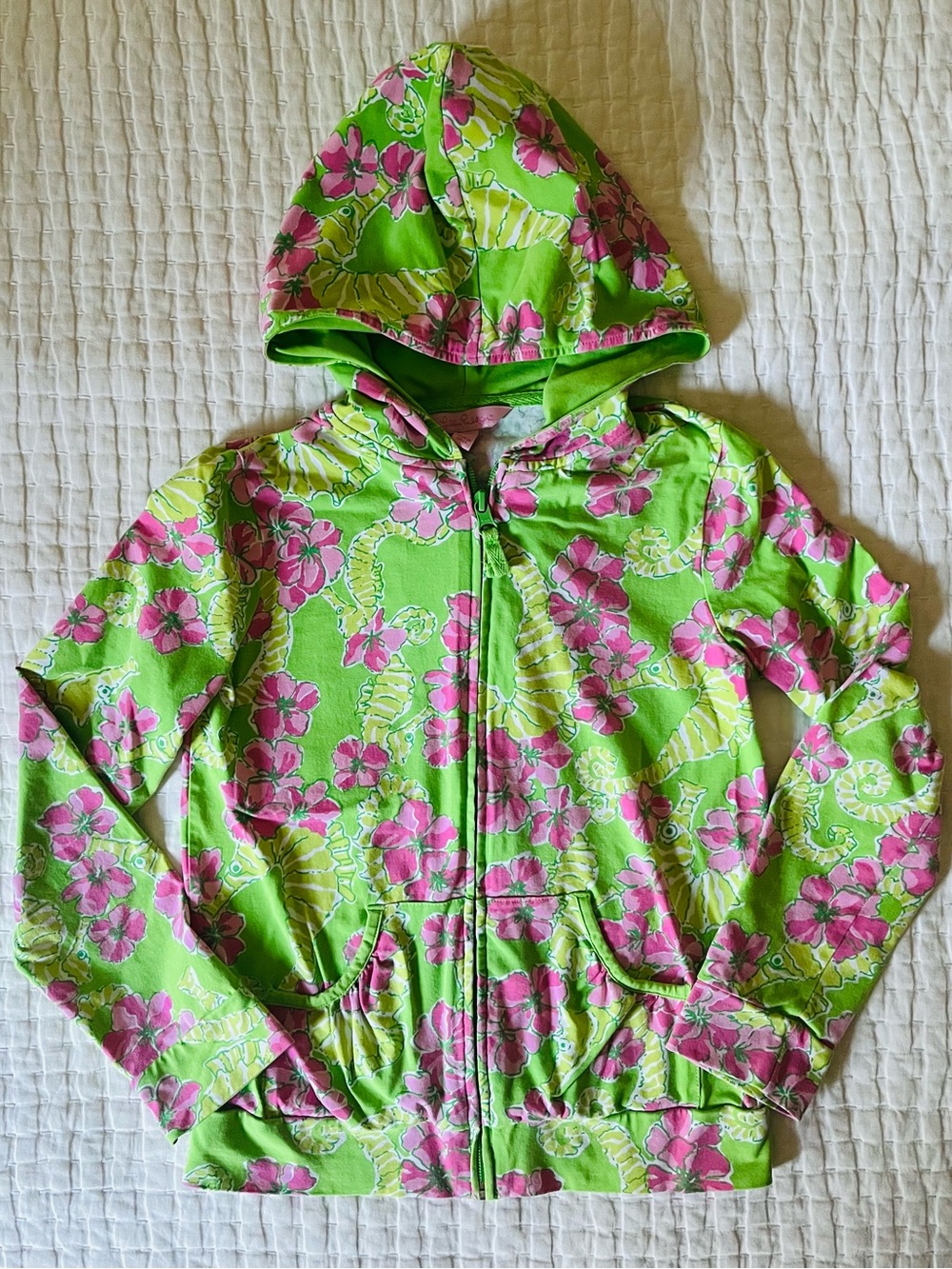Lilly Pulitzer Girls ‘Tropical Limeade Floaters’ Seahorse Pink Green Hoodie 12